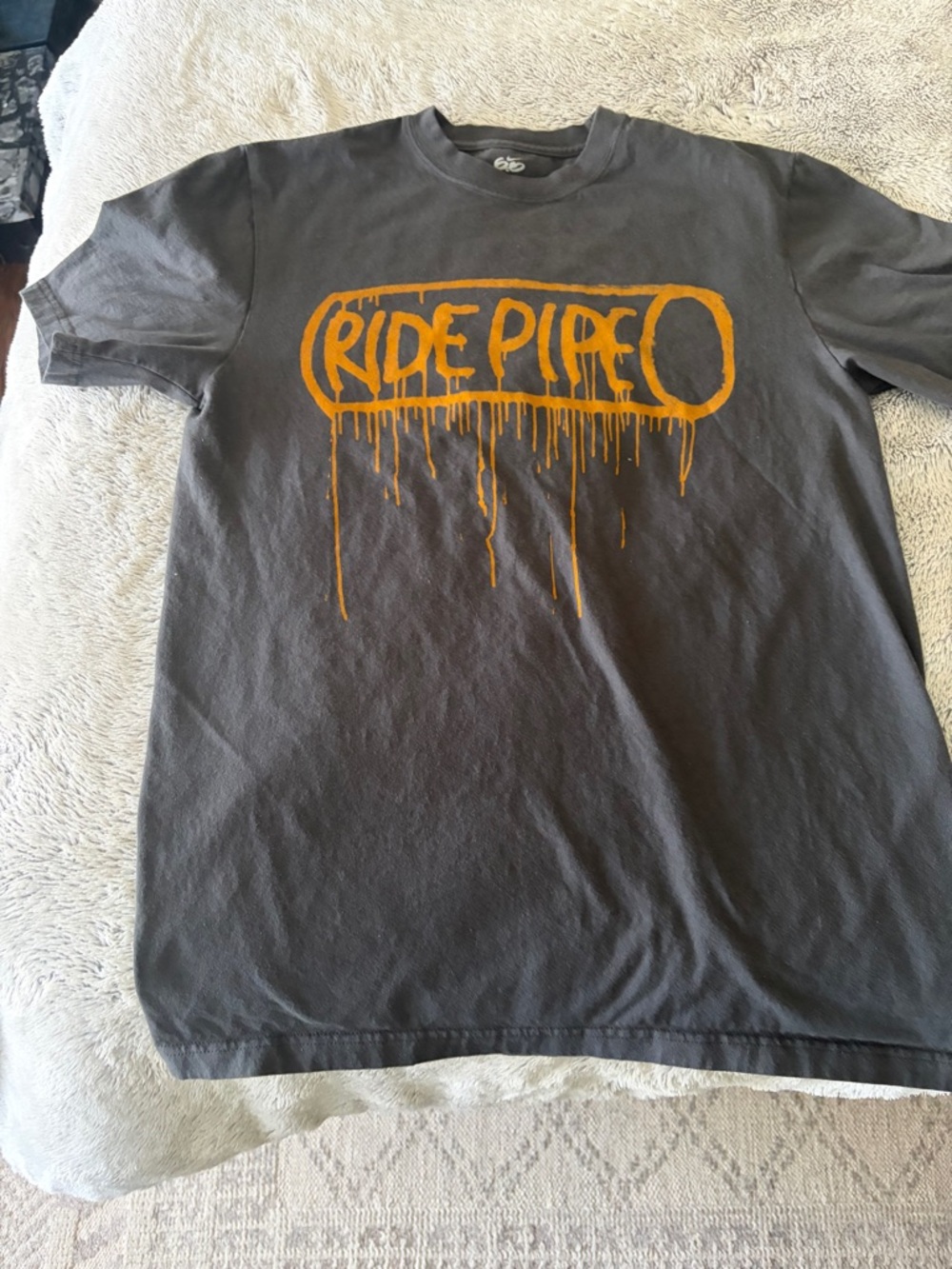 Ride Pipe Mens Graphic Tee - Charcoal with Orange Print